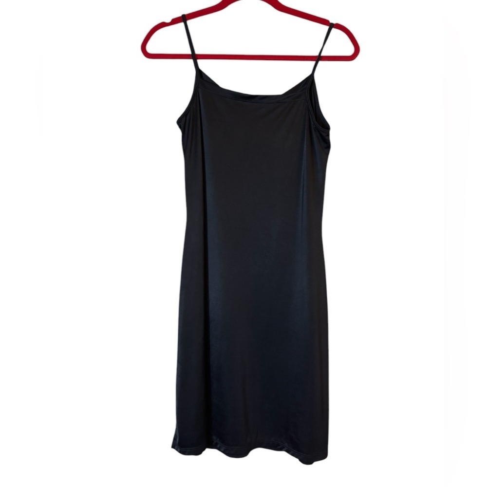 Vanity Fair Black Chemise Sleek Satin Slip